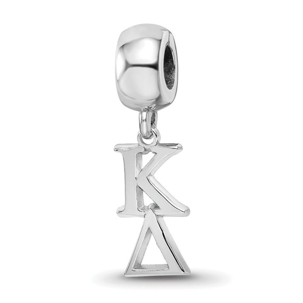 Sterling Silver Rhodium-Plated Kappa Delta Vertical Letters On Bead